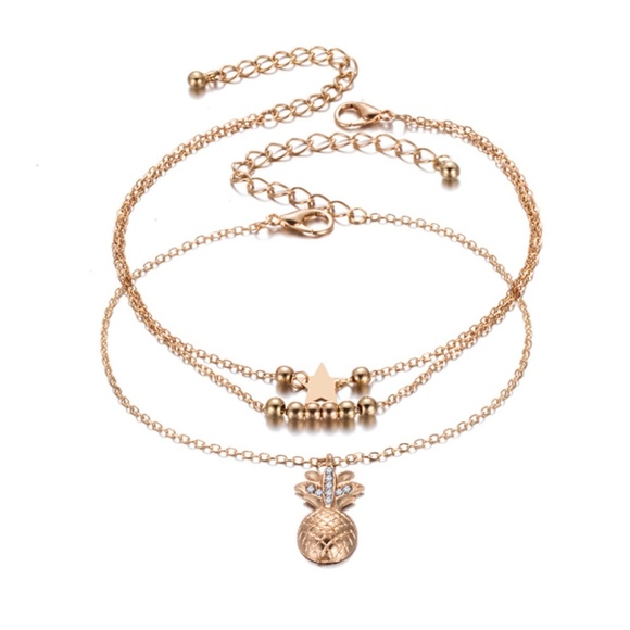 **ARROW* 2-Pc Gold Pineapple Fashion Anklet Set - Picture 3 of 4